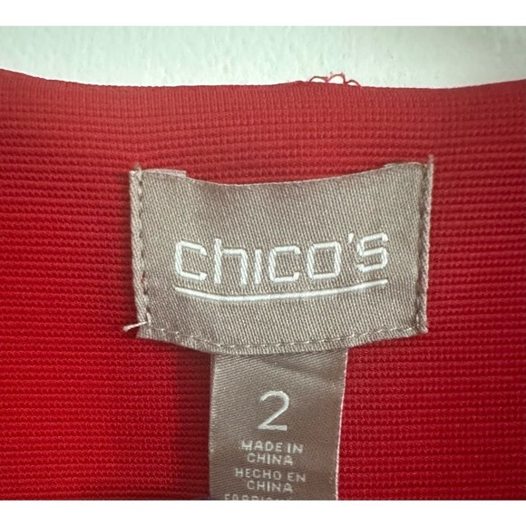CHICO’S Red Textured Grommet Open-Front Jacket - Chico’s Sz 2 (Large/12) - Picture 4 of 6